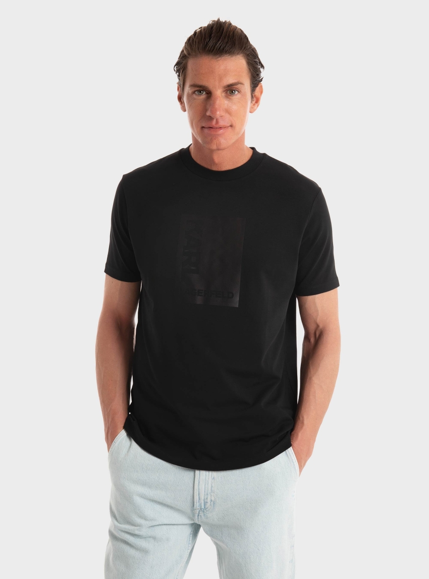 Karl Lagerfeld Satin Print T-Shirt - Black
