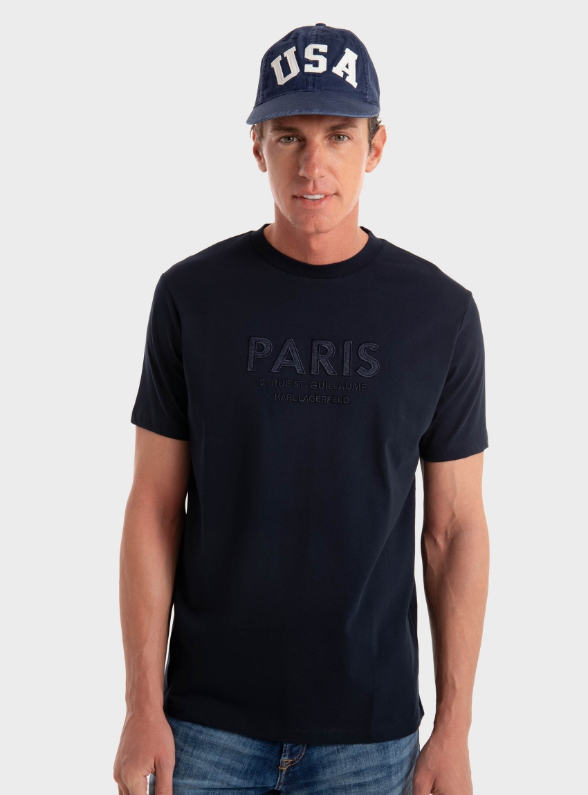 Karl Lagerfeld Embroidery Logo T-Shirt - Navy