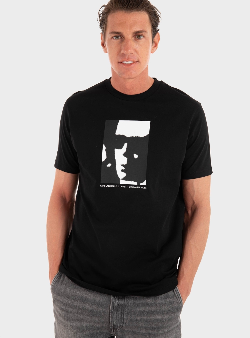 Karl Lagerfeld Front Image T-Shirt - Black