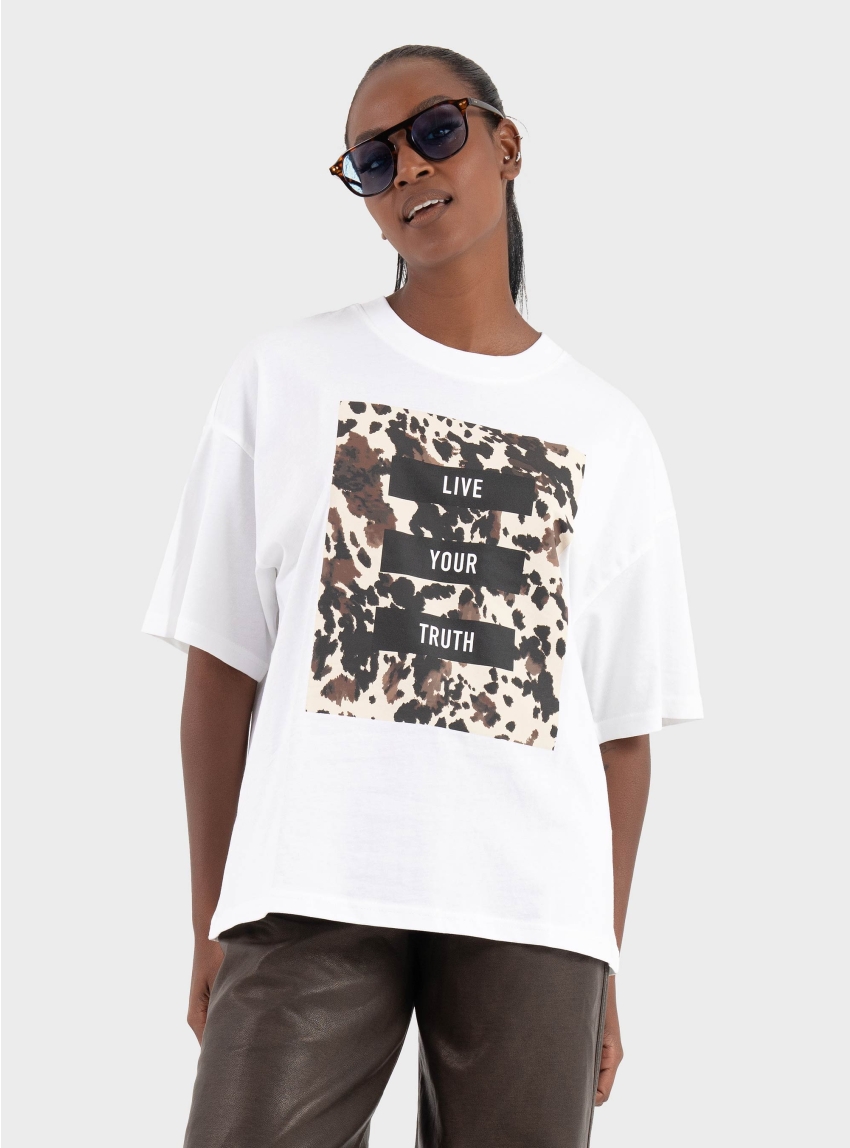 Only Riri Print T-Shirt - White