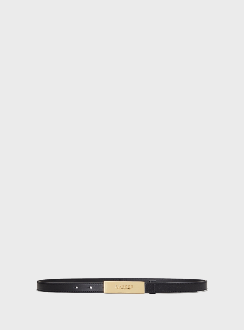 Polo Ralph Lauren Logo Leather Skinny Belt - Black