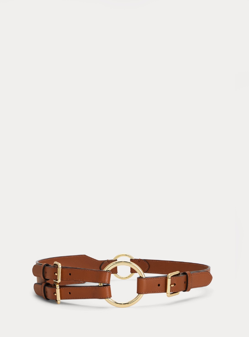 Polo Ralph Lauren Tri-Strap O-Ring Leather Belt - Dark Brown