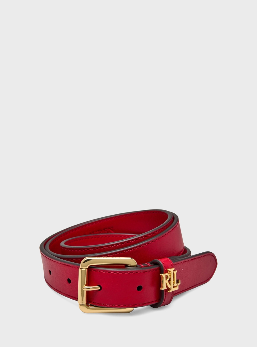 Polo Ralph Lauren Logo-Keeper Leather Belt - Red