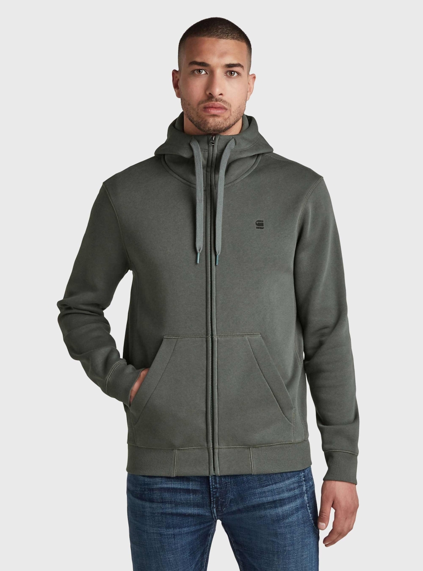 G-Star Premium Core Zip Thru Hoodie - Dark Olive Green