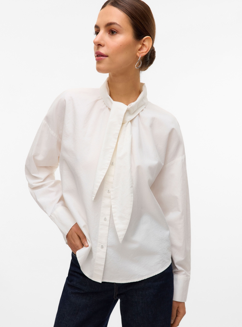 Vero Moda Aware Svala Oxford Bow Shirt - White