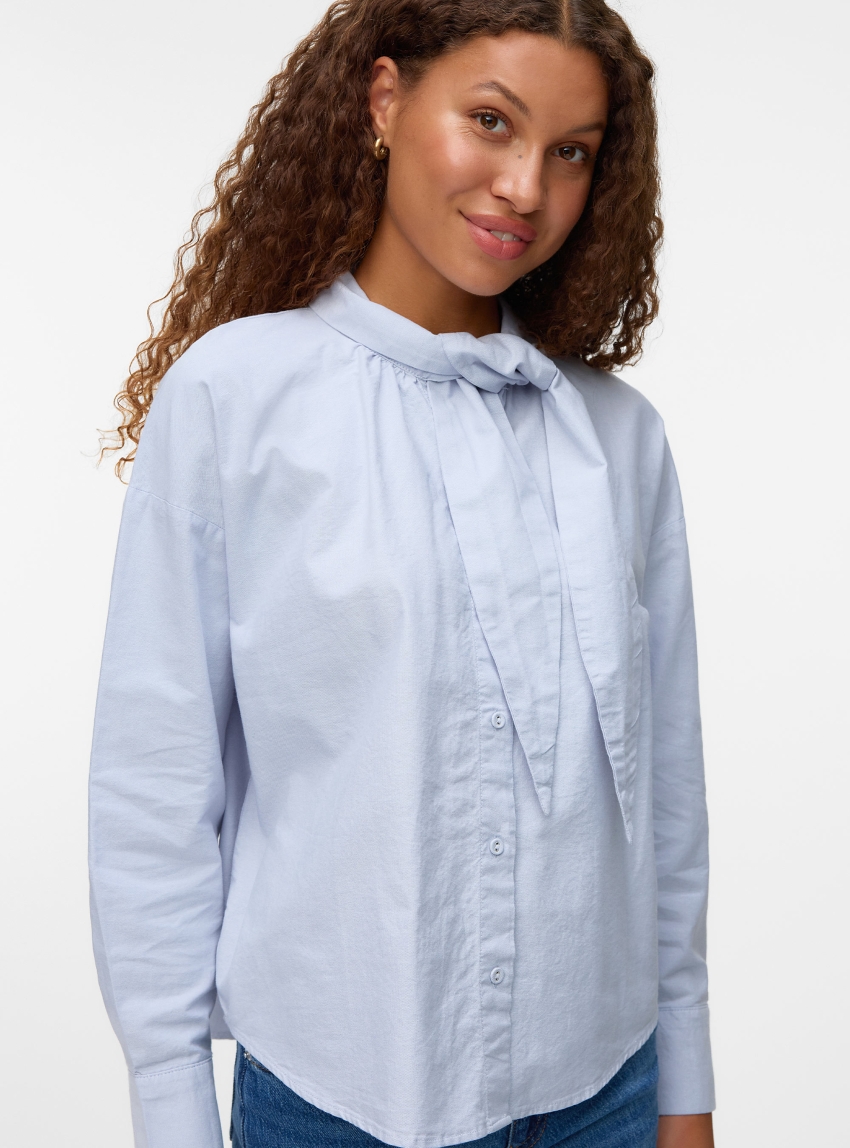 Vero Moda Aware Svala Oxford Bow Shirt - Sky Blue