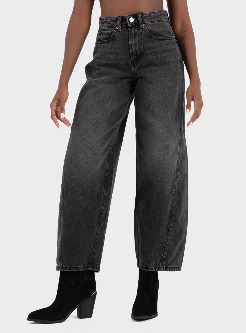 Vero Moda Zelda High Rise Barrel Jeans - Black Denim