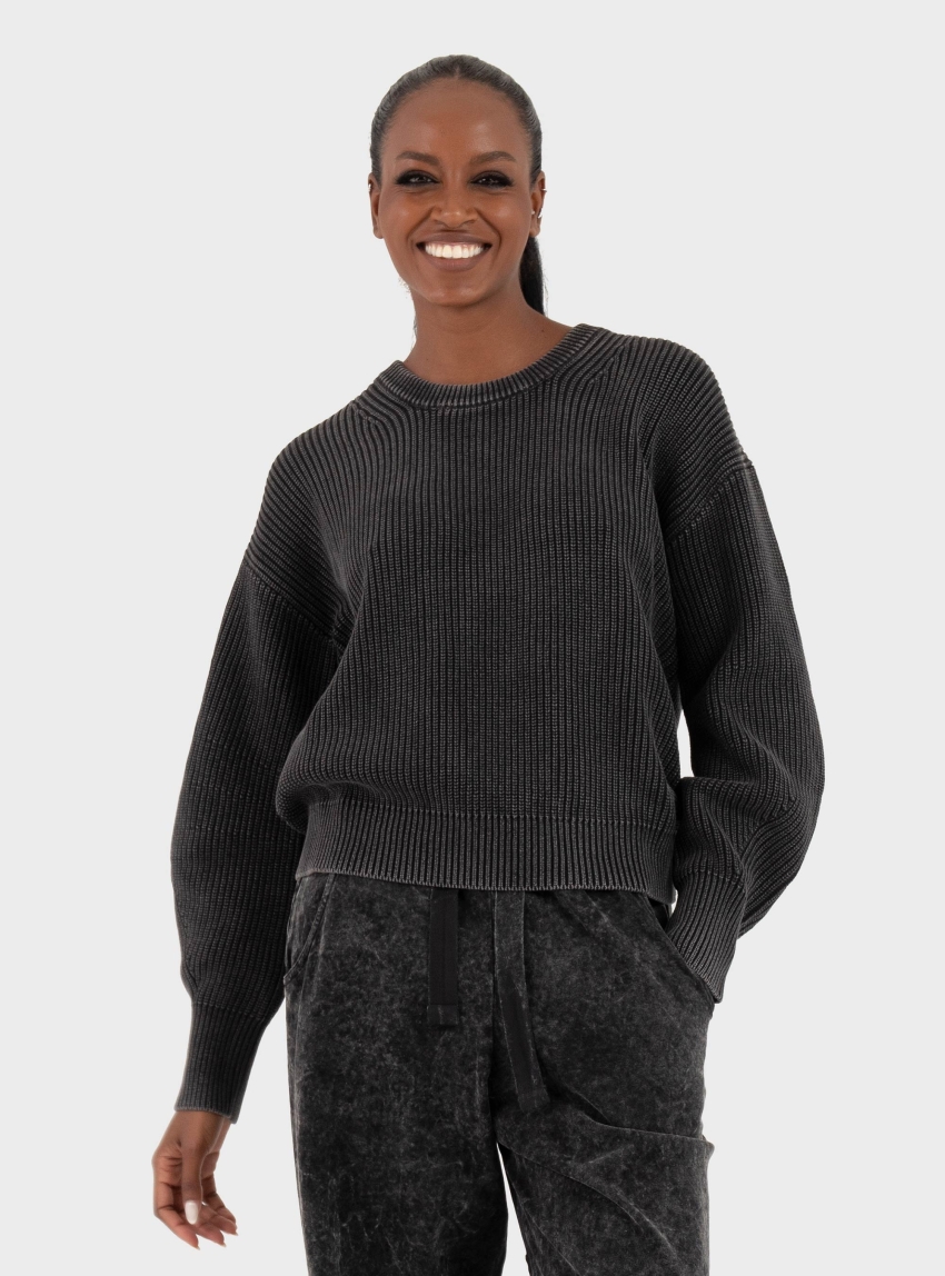 JJXX Mila Twist Wash Crew Neck Knit - Black