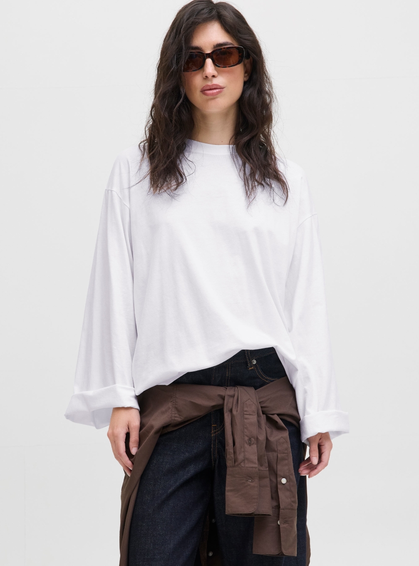 JJXX Andrea Loose Long Sleeve Tee - White