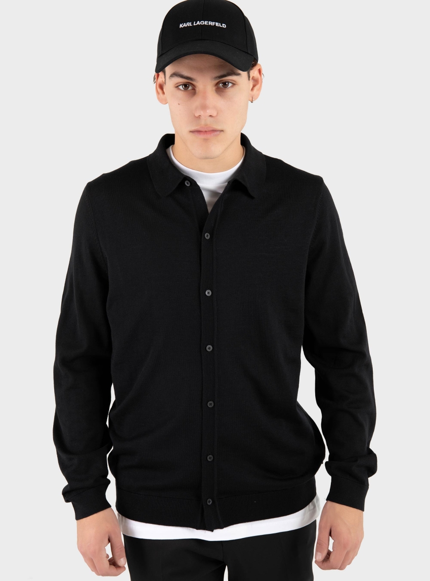 BOSS Cardigan In Virgin Wool Helbert - Black