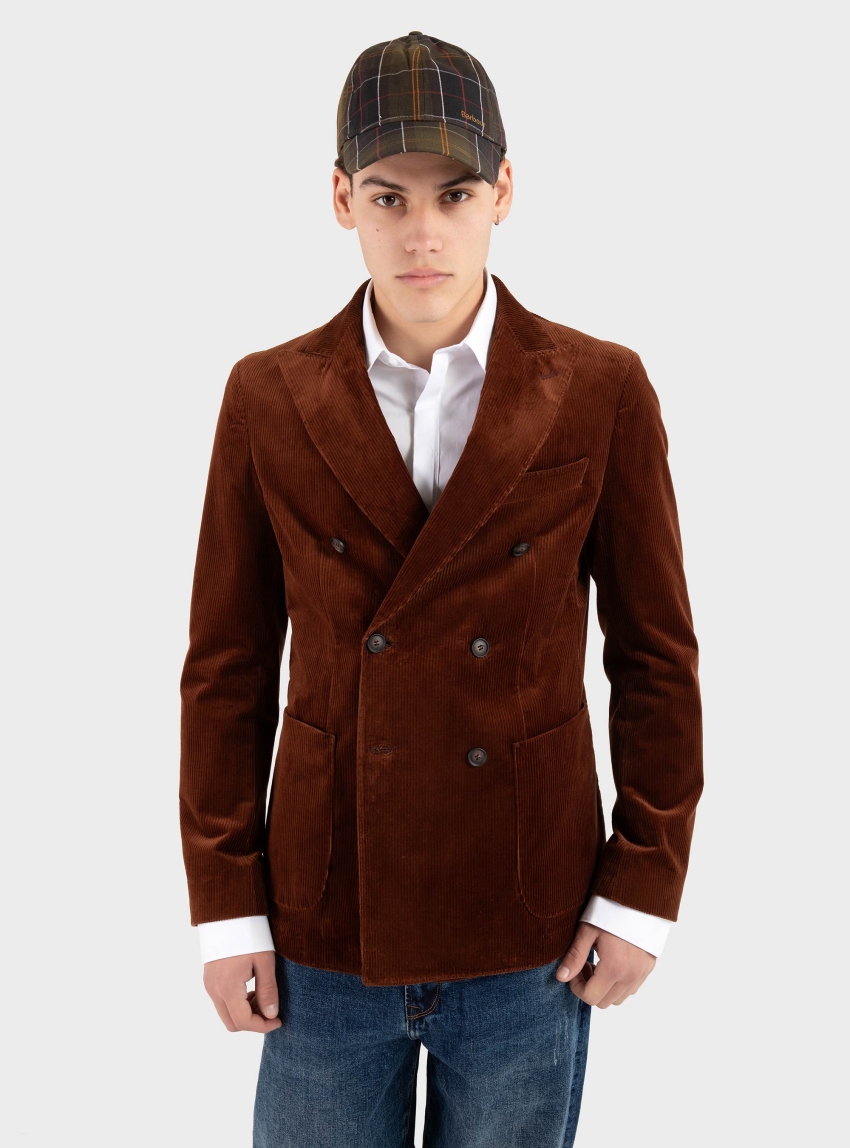 BOSS Slim Fit Double Breasted Blazer C-Hanry-DB-Pk-254 - Rust Brown