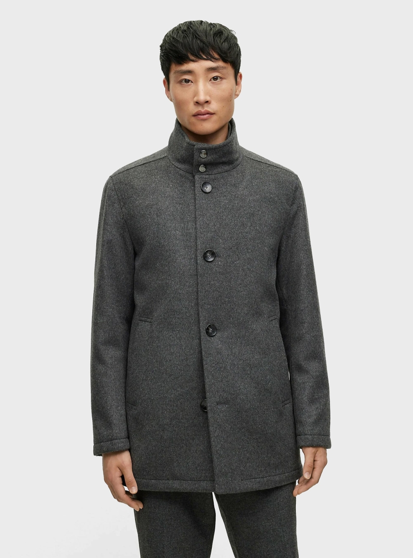 BOSS Relaxed Fit Coat In Wool And Cashmere H-Coxtan-234 - Grey