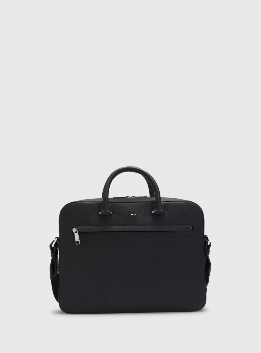 BOSS Document Case In Grained Faux Leather With Signature Trims Ray_S doc case N. - Black