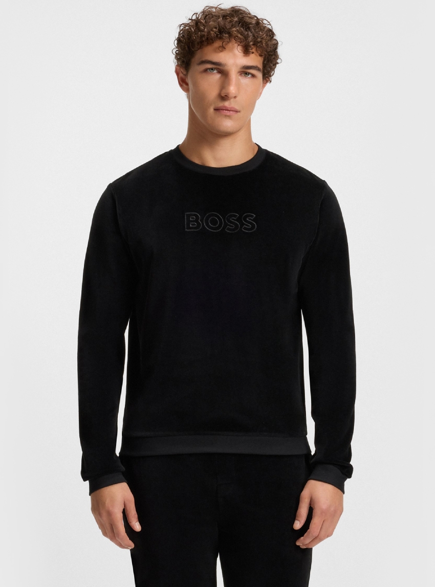BOSS Lounge Sweatshirt Velour Sweatshirt - Black