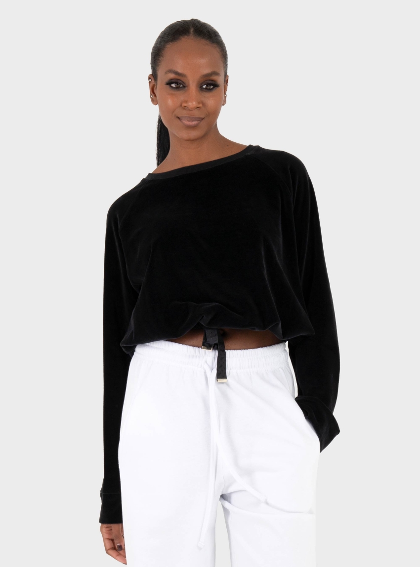 BOSS Lounge Sweater Velour_Sweatshirt - Black
