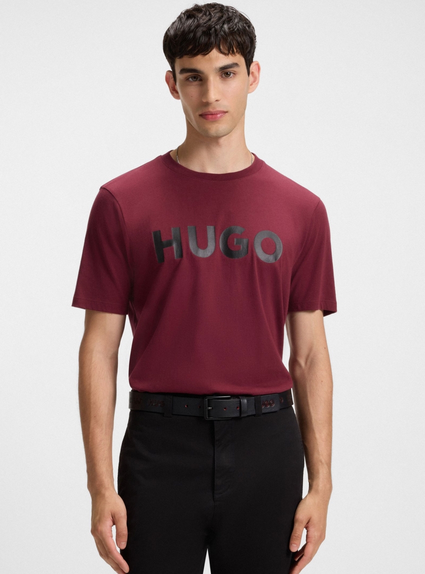 HUGO Regular-Fit T-Shirt In Cotton Jersey With Logo Print Dulivio - Bordeaux