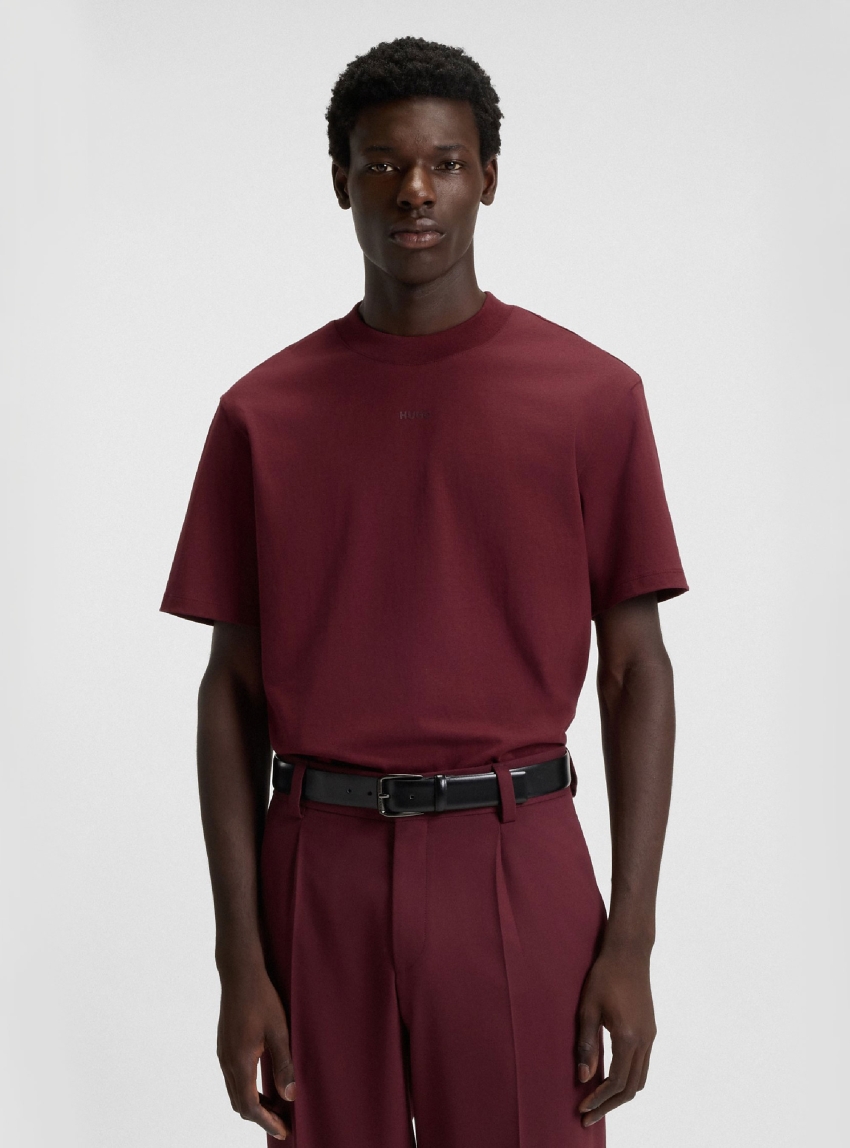 HUGO Relaxed-Fit T-Shirt In Cotton With Logo Print  Dapolino - Bordeaux