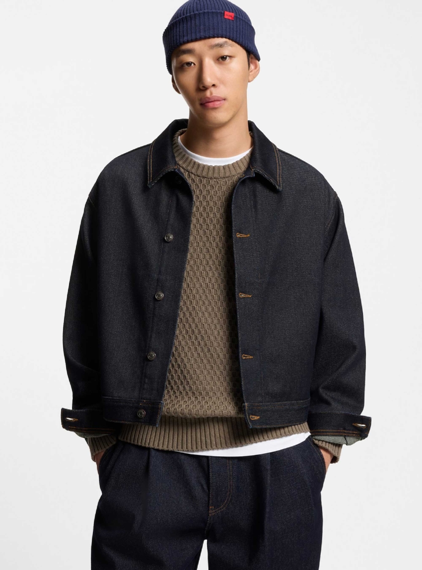 HUGO Regular-Fit Jacket In Dark-Blue Denim Hugo 096/2 - Unwashed Denim