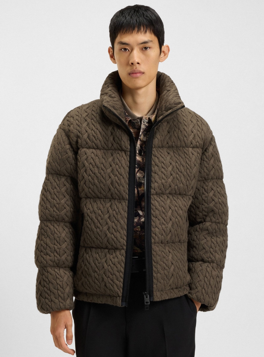 HUGO Puffer Jacket With Cable-Knit Structure Benovo2541 - Grey