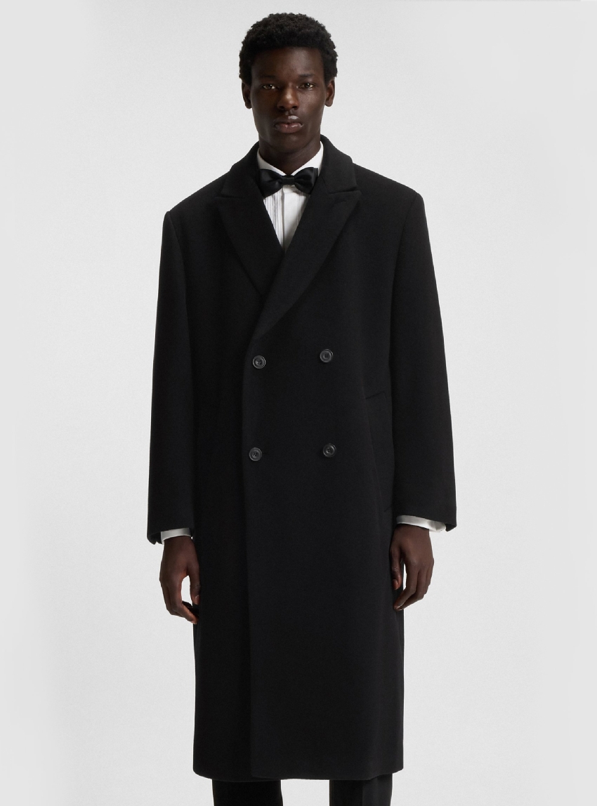 HUGO Wool-Blend Coat With Double-Breasted Closure  Menci2541 - Black