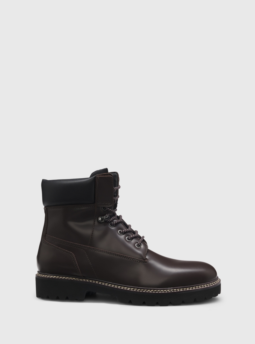 HUGO Cushioned-Collar Half Boots In Leather Draven_halb_bo - Brown