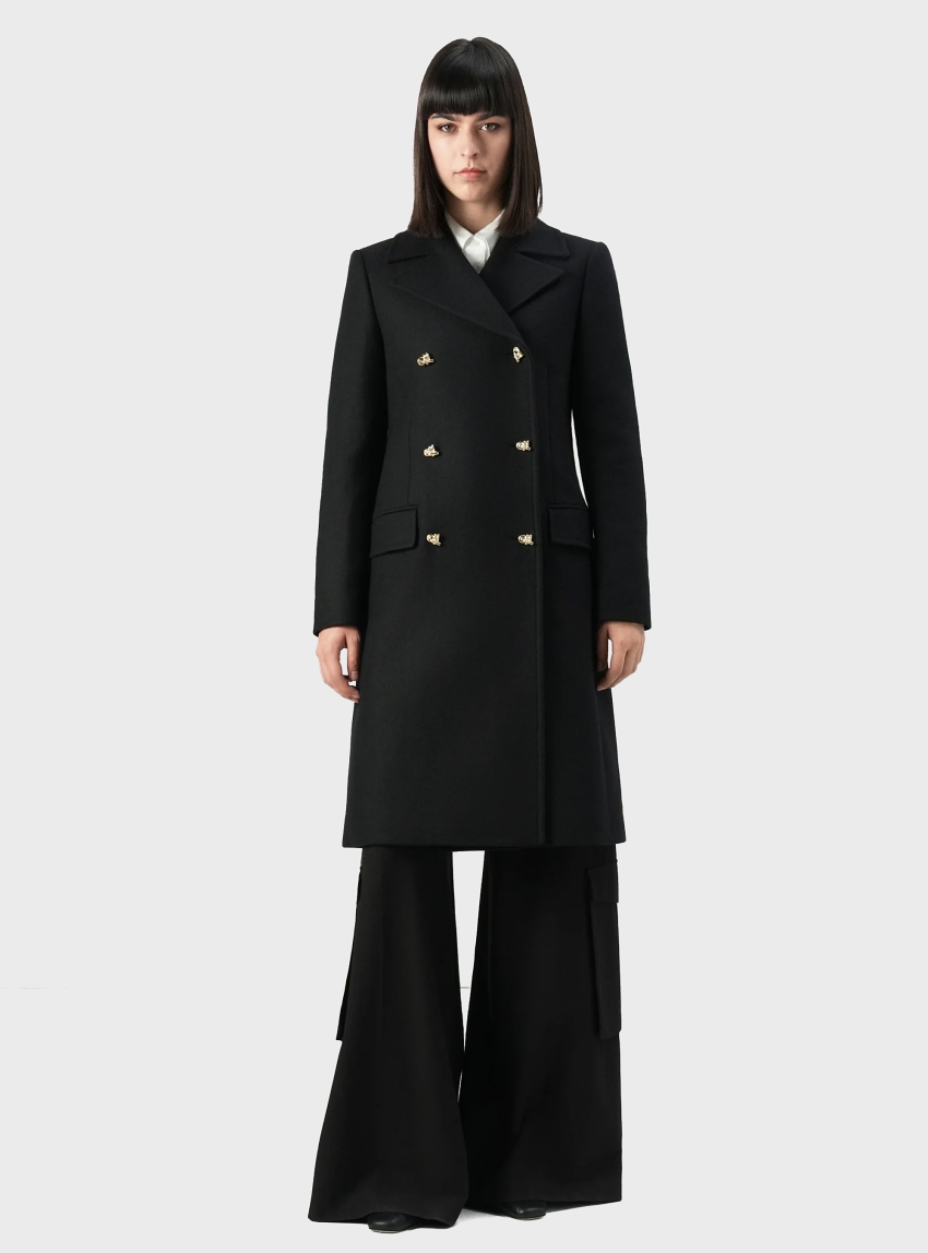 HUGO Relaxed-Fit Double Breasted Coat Marmina - Black