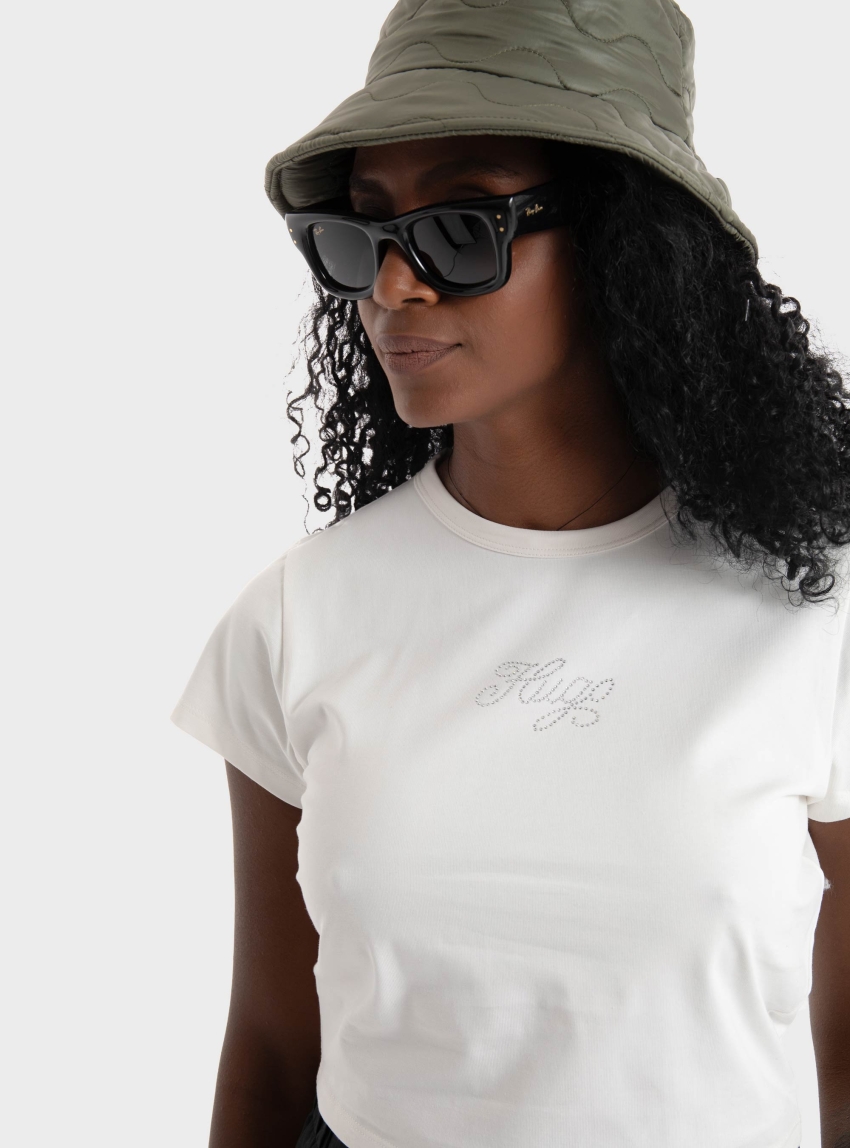 HUGO Extra-Slim-Fit T-Shirt With Rhinestone Logo  Dome_B_1 - White