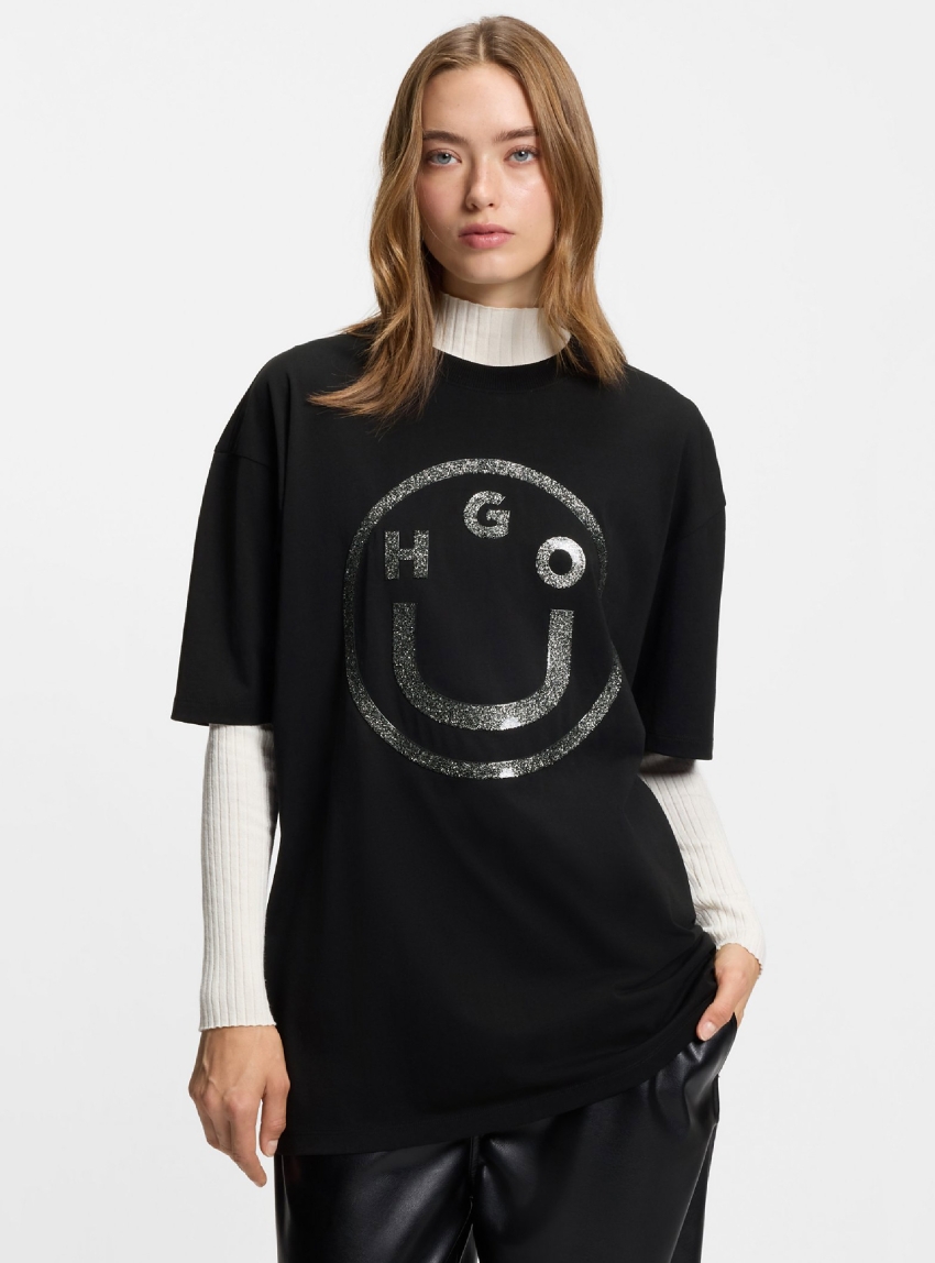 HUGO Oversize Fit T-Shirt Tee_B_6 - Black