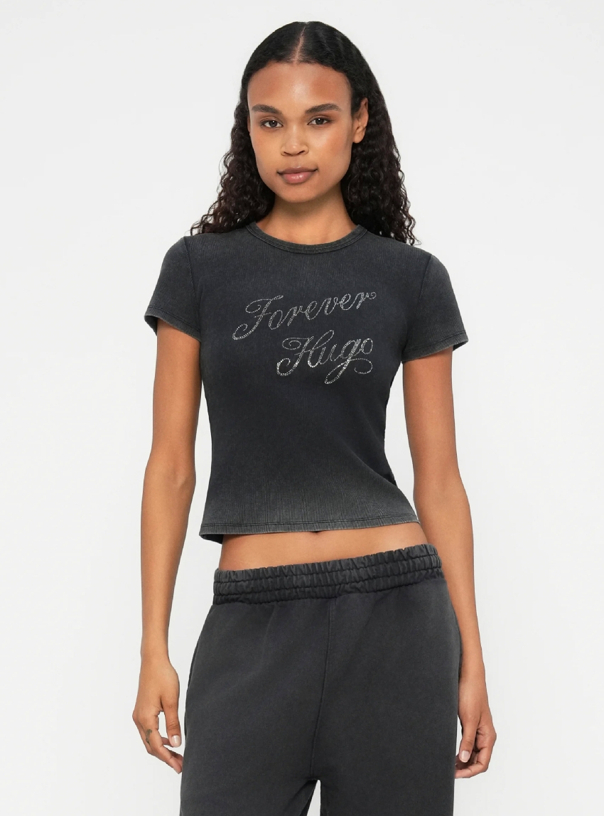 HUGO Slim Fit T-Shirt Dever_B - Black