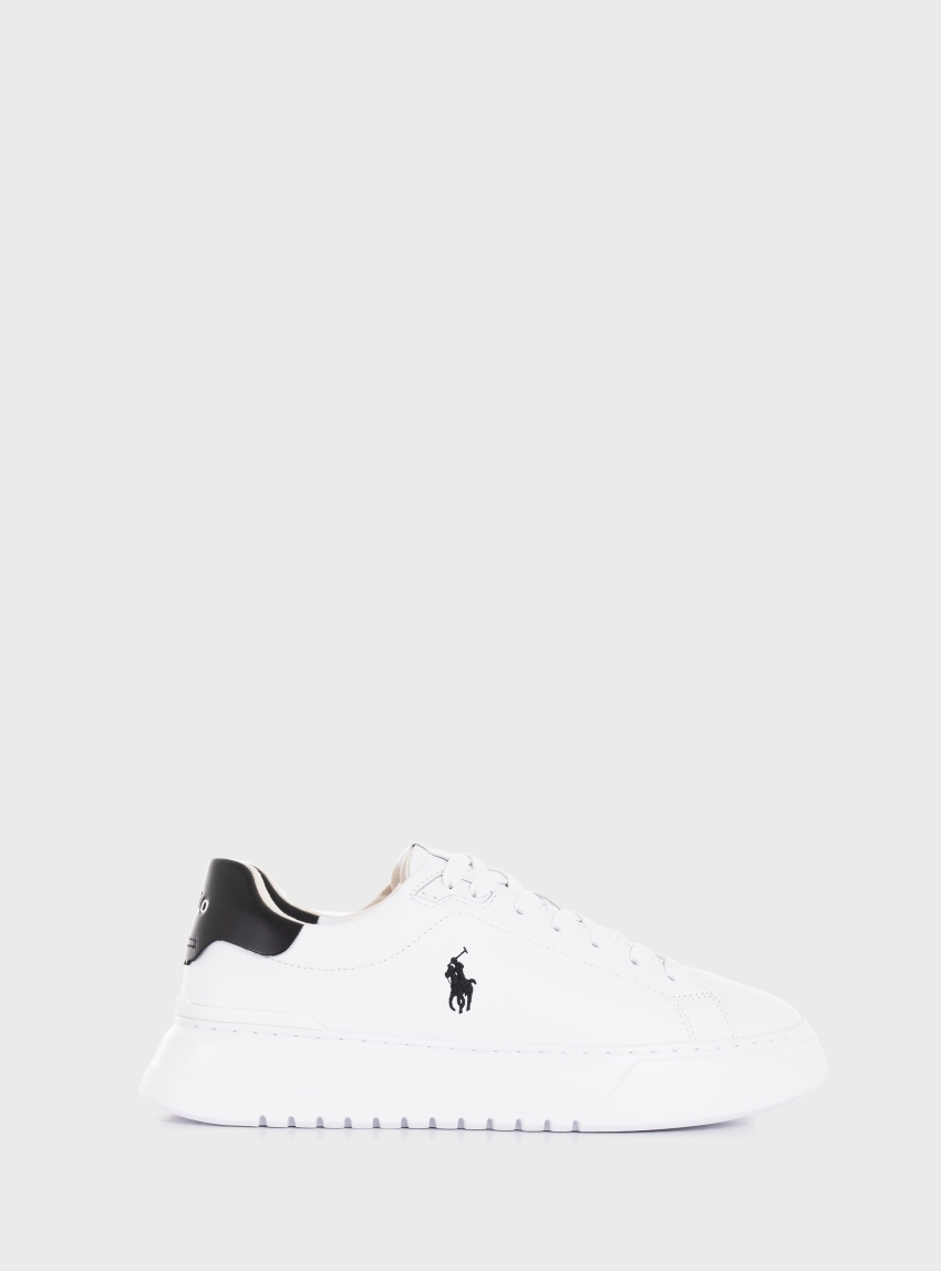 Polo Ralph Lauren Rlite Court Tumbled Leather Trainers - White