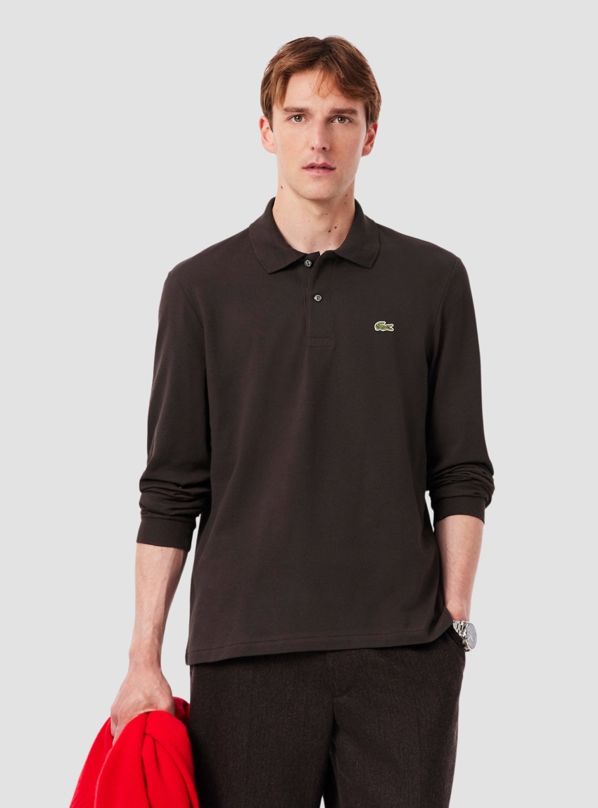 Lacoste Classic Fit Long Sleeved L.13.12 Polo Shirt - Brown