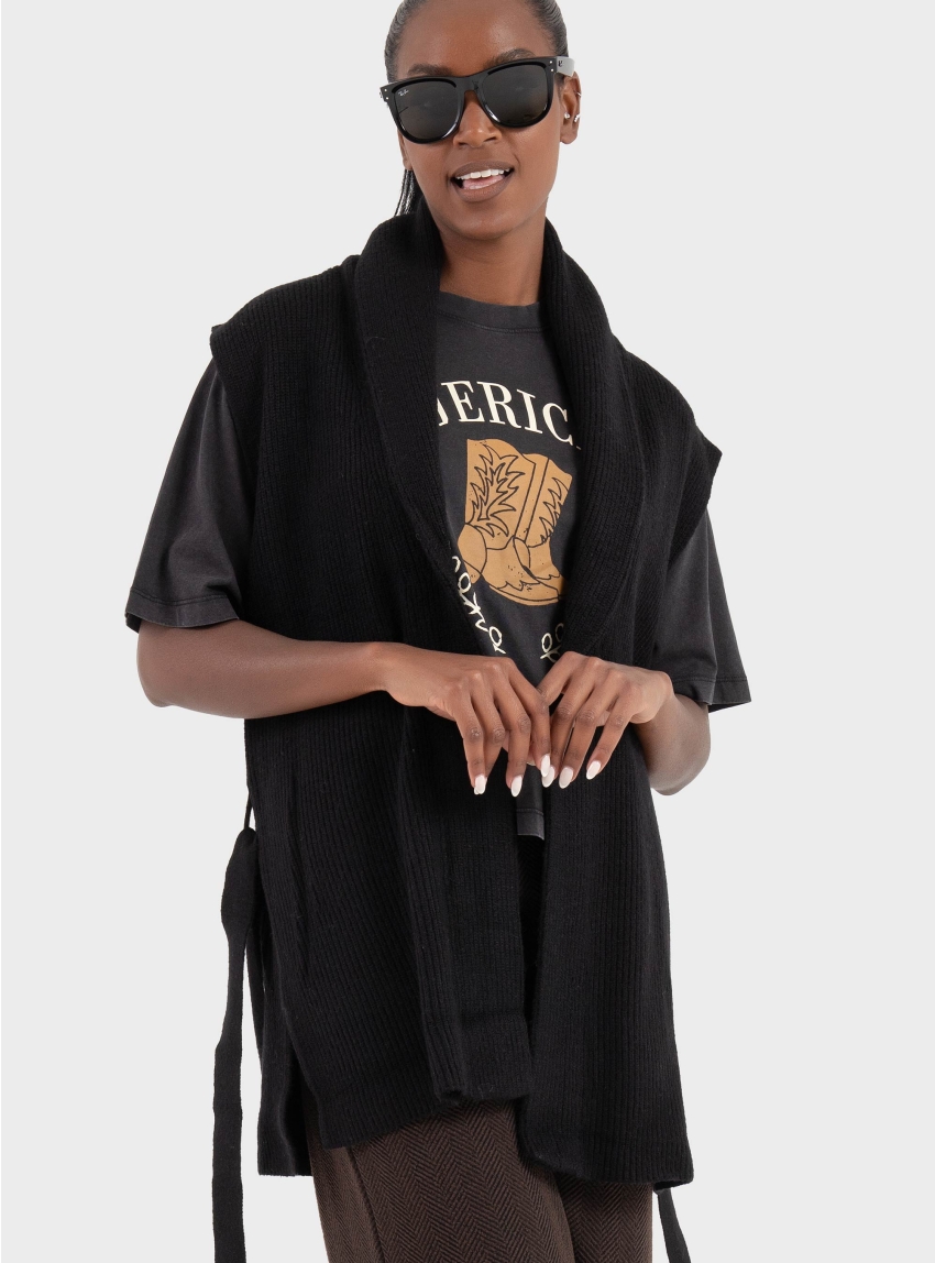 Only Katia Rib Long Vest - Black