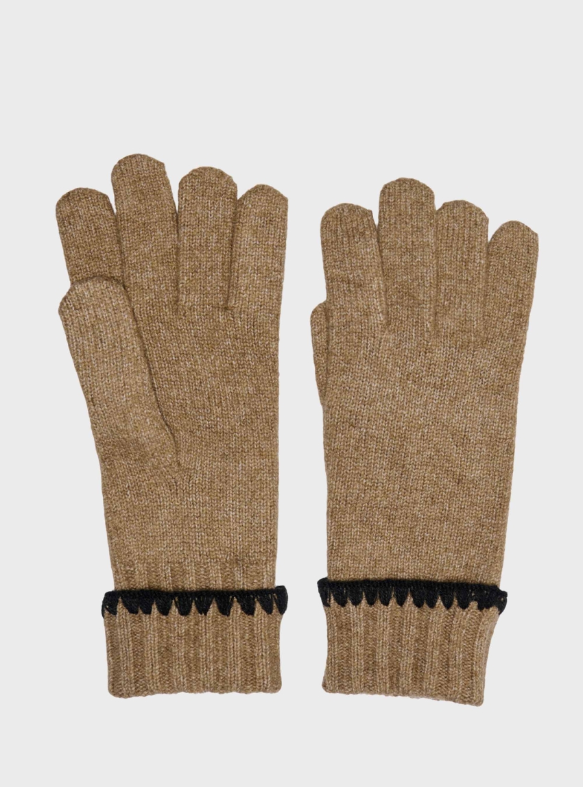 Only Lea Embroidery Gloves - Dark Beige