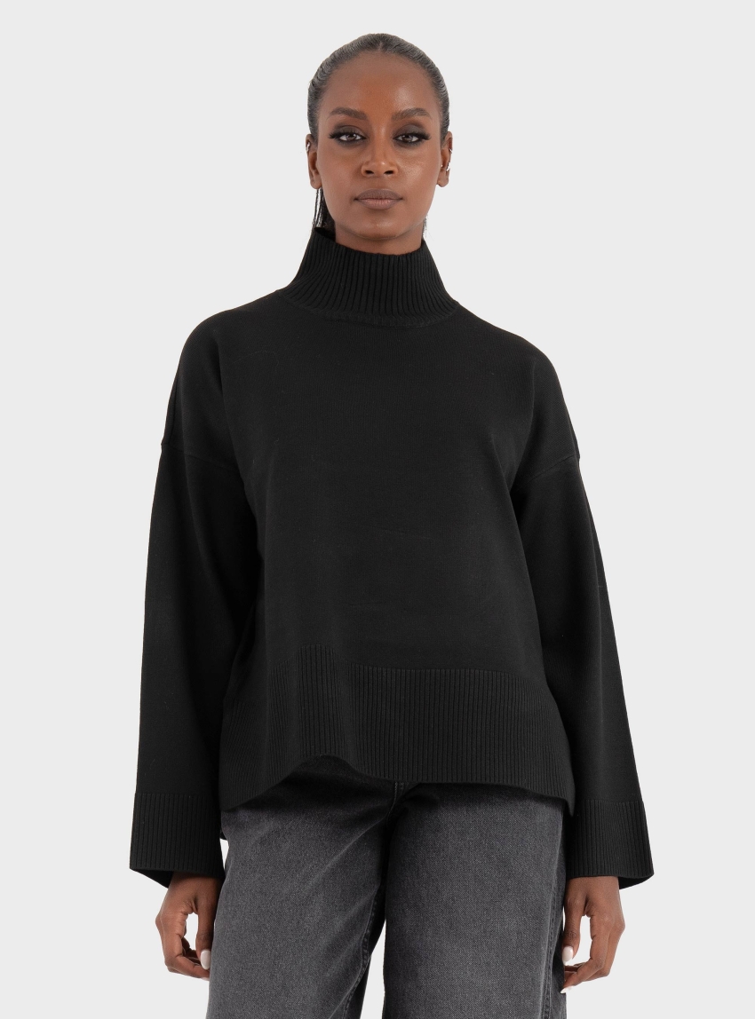 Only Coco High Neck Knit - Black