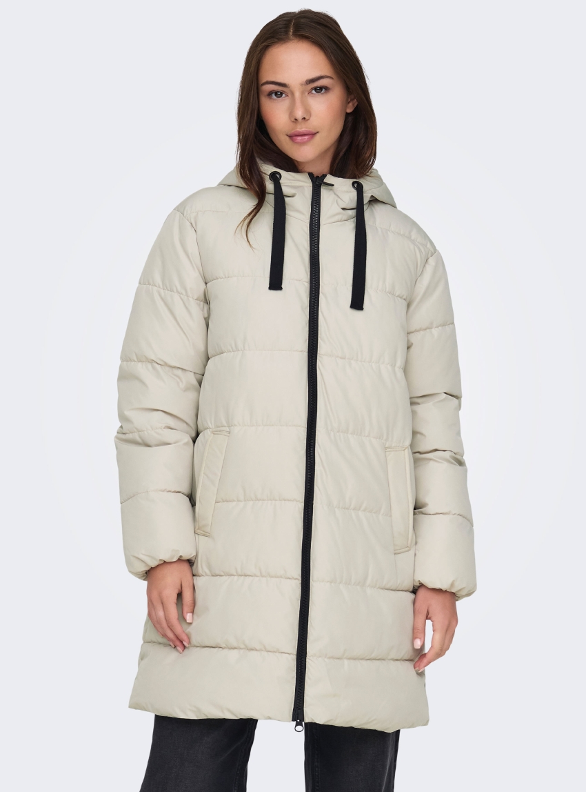 Only Clair Puffer Hood Coat - Pumice Stone