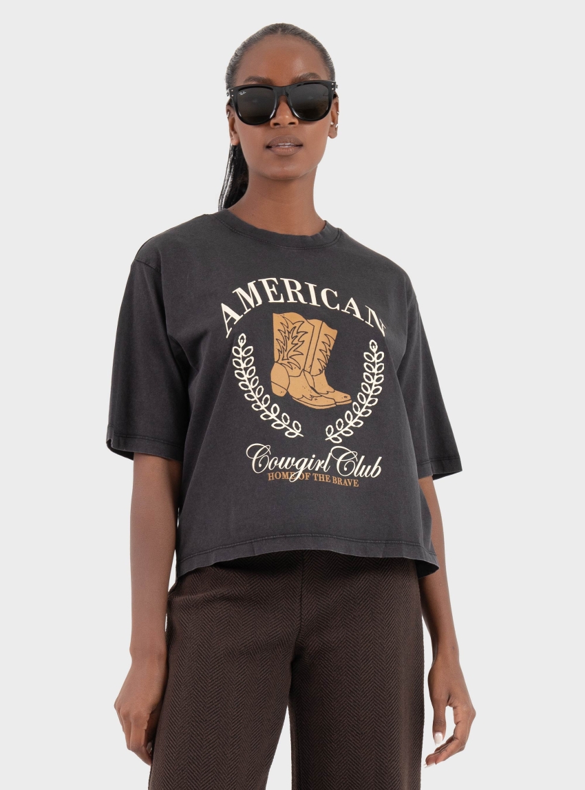 Only Jdy Carla Washed Print Top - Black