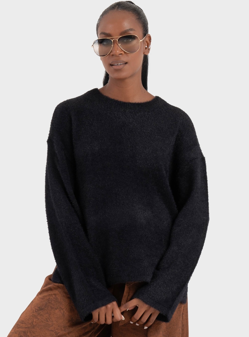 Only Petra Loose O-Neck Knit - Black