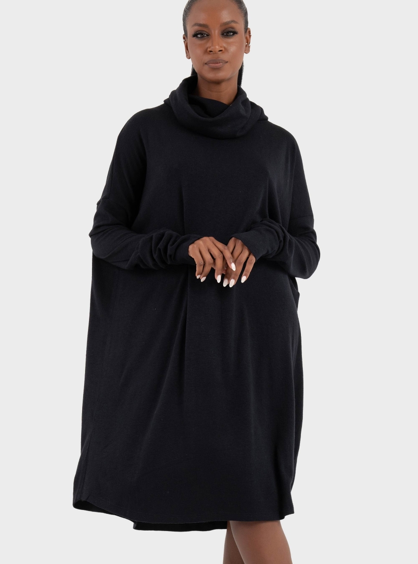 Ioanna Kourbela 'Innermost' Longsleeve Dress With High Collar - Black