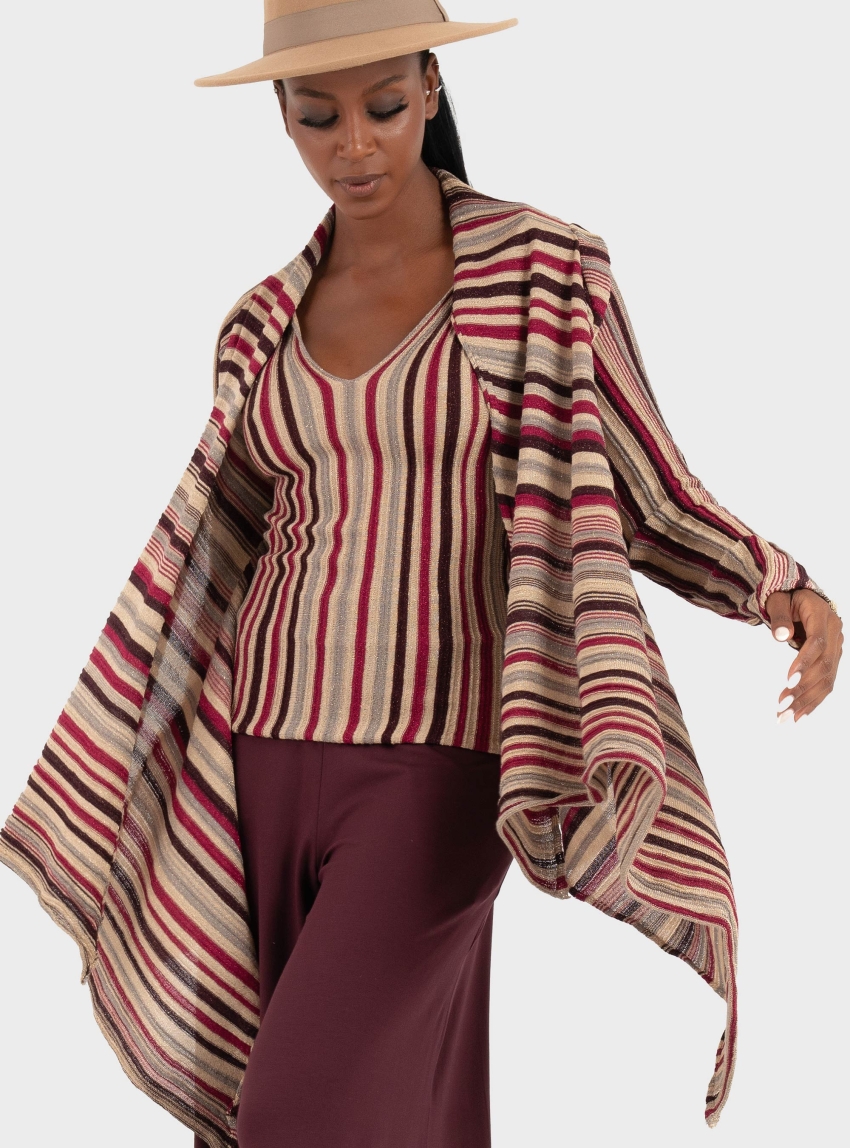 Ioanna Kourbela 'Delight Stripes' Cardigan - Red