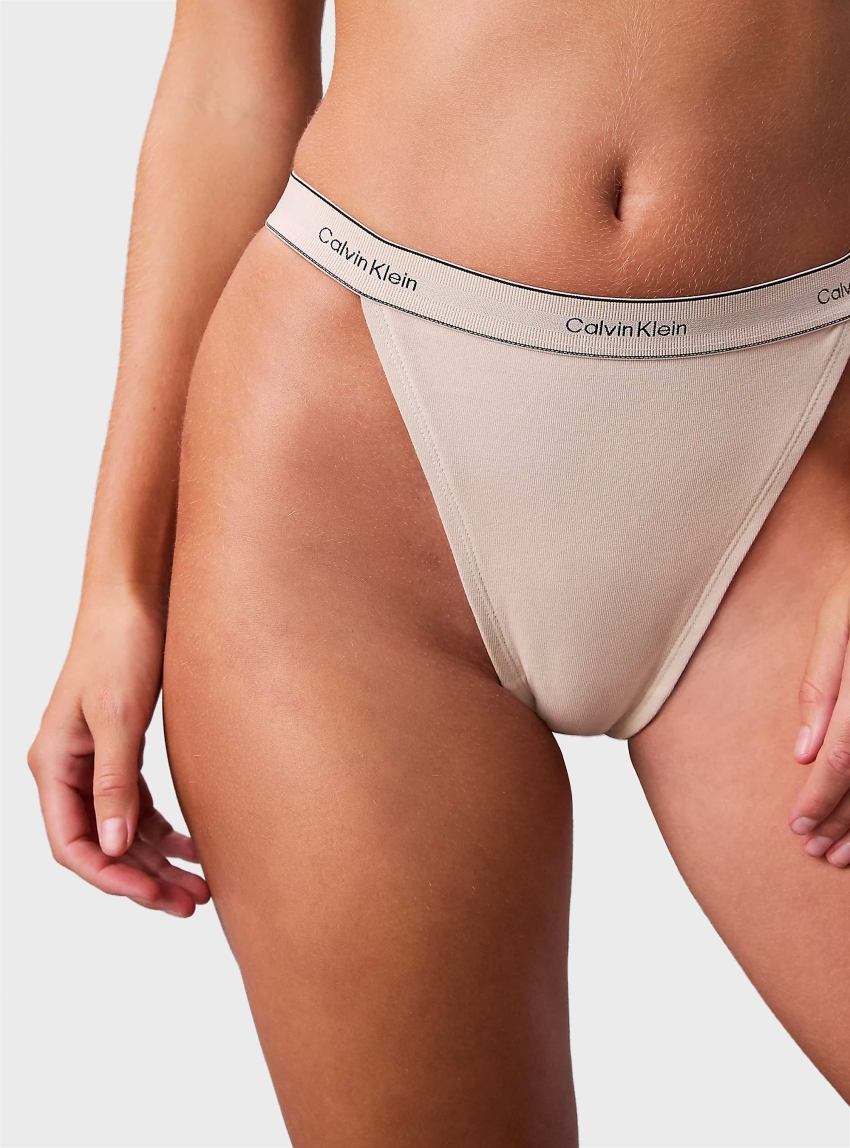 Calvin Klein Tanga - Heritage Cotton Stretch - Light Beige