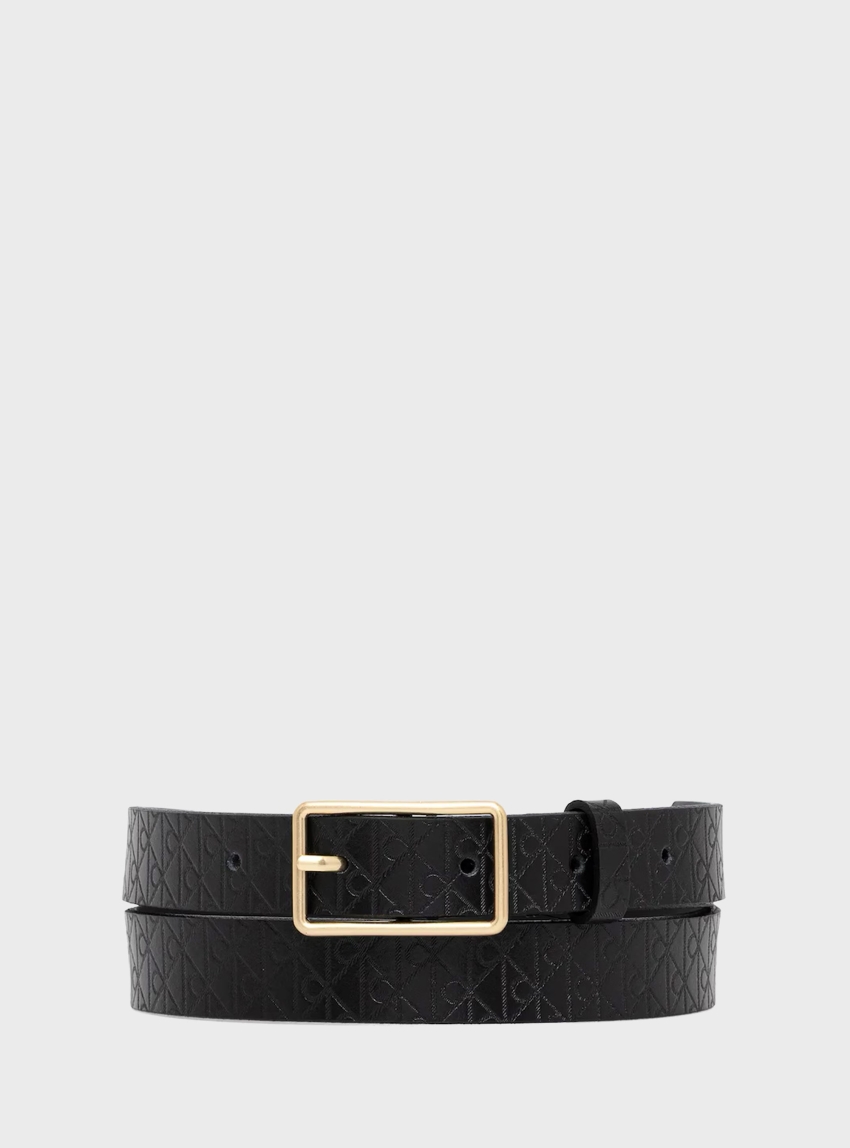Calvin Klein Full Grain Leather Logo Belt - Black