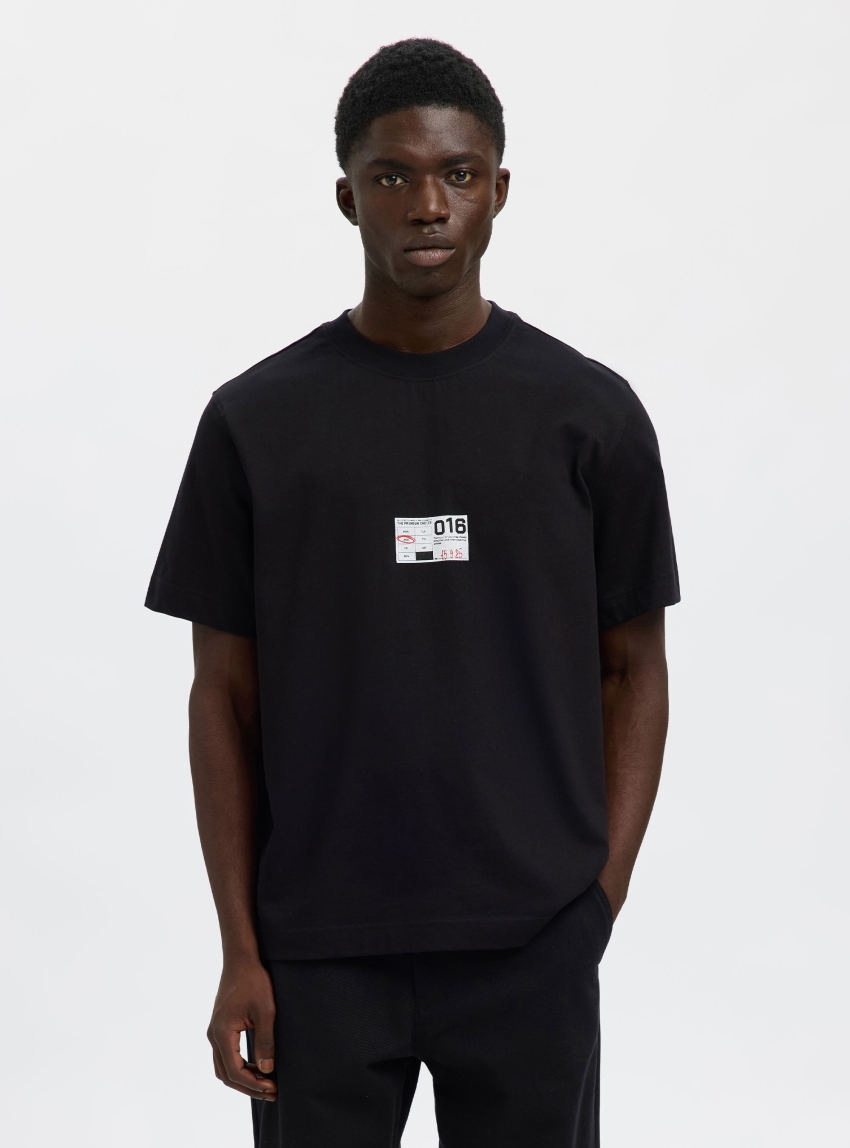 Selected George Graph Ss O-Neck Tee - Black