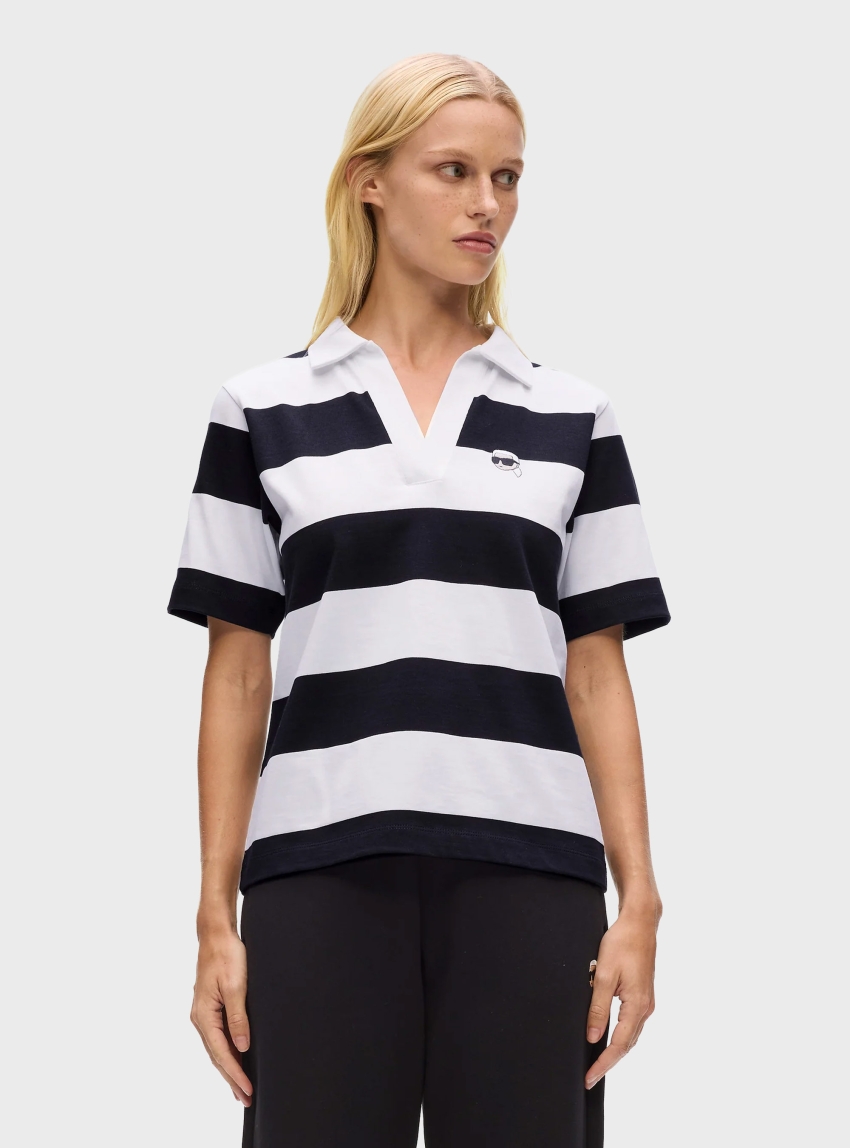Karl Lagerfeld Ikon Stripe Polo Shirt - Black