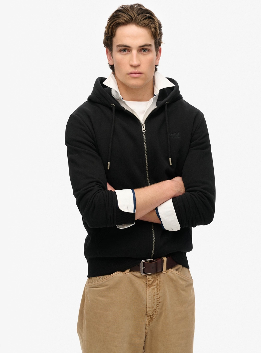 Superdry Essential Logo Zip Hoodie Hb - Black
