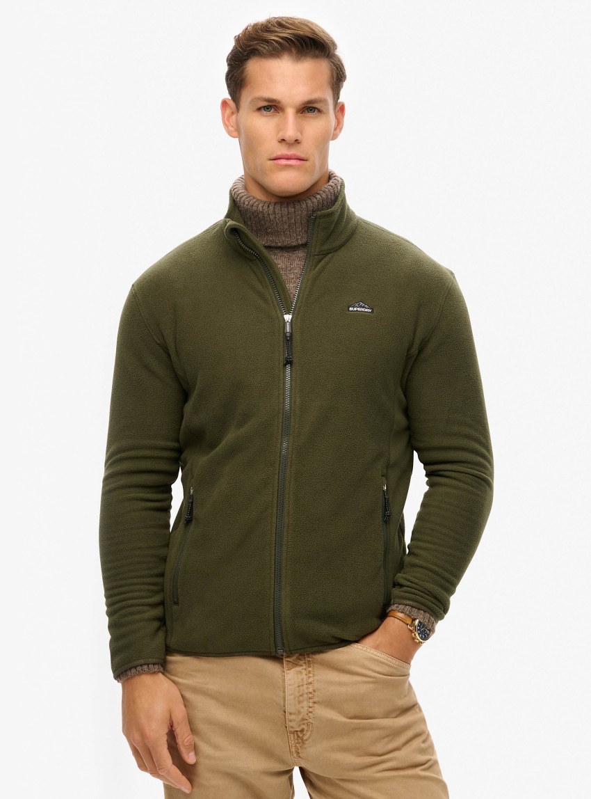 Superdry Polar Fleece Full Zip - Dark Olive Green