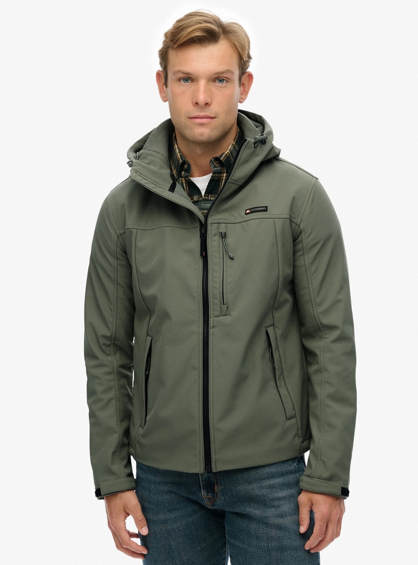 Superdry Hooded Soft Shell Trekker Jacket - Dark Olive Green