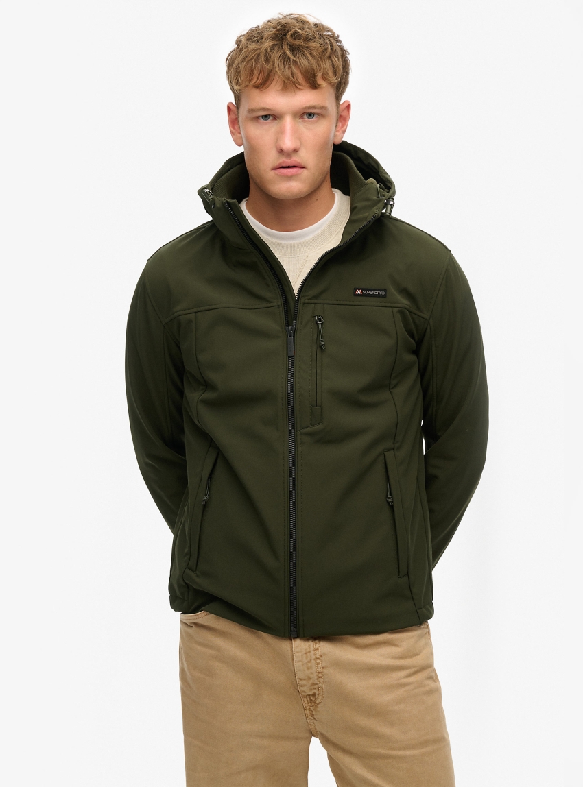 Superdry Hooded Soft Shell Trekker Jacket - Dark Olive Green