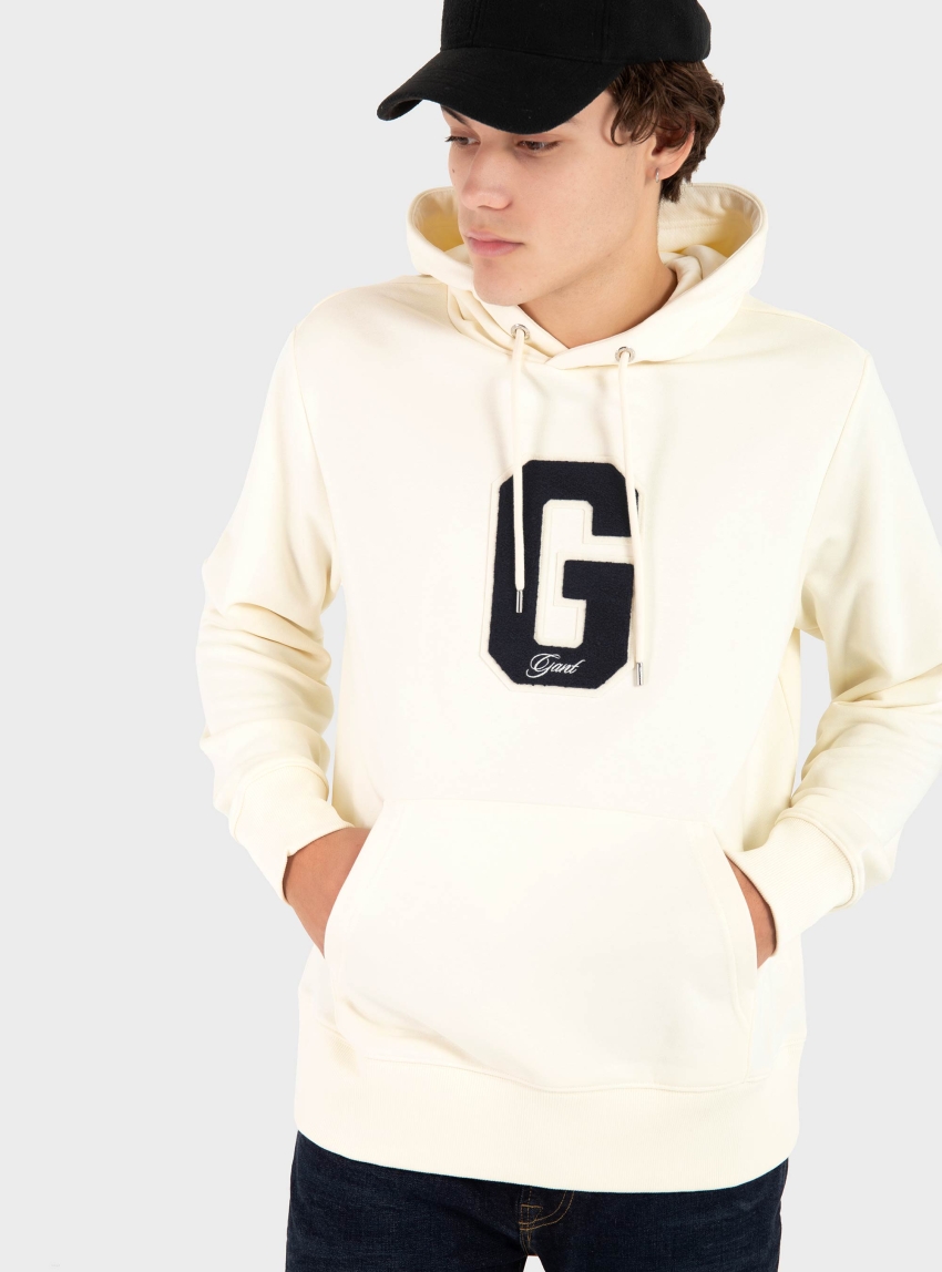 Gant G Badge Hoodie - Cream