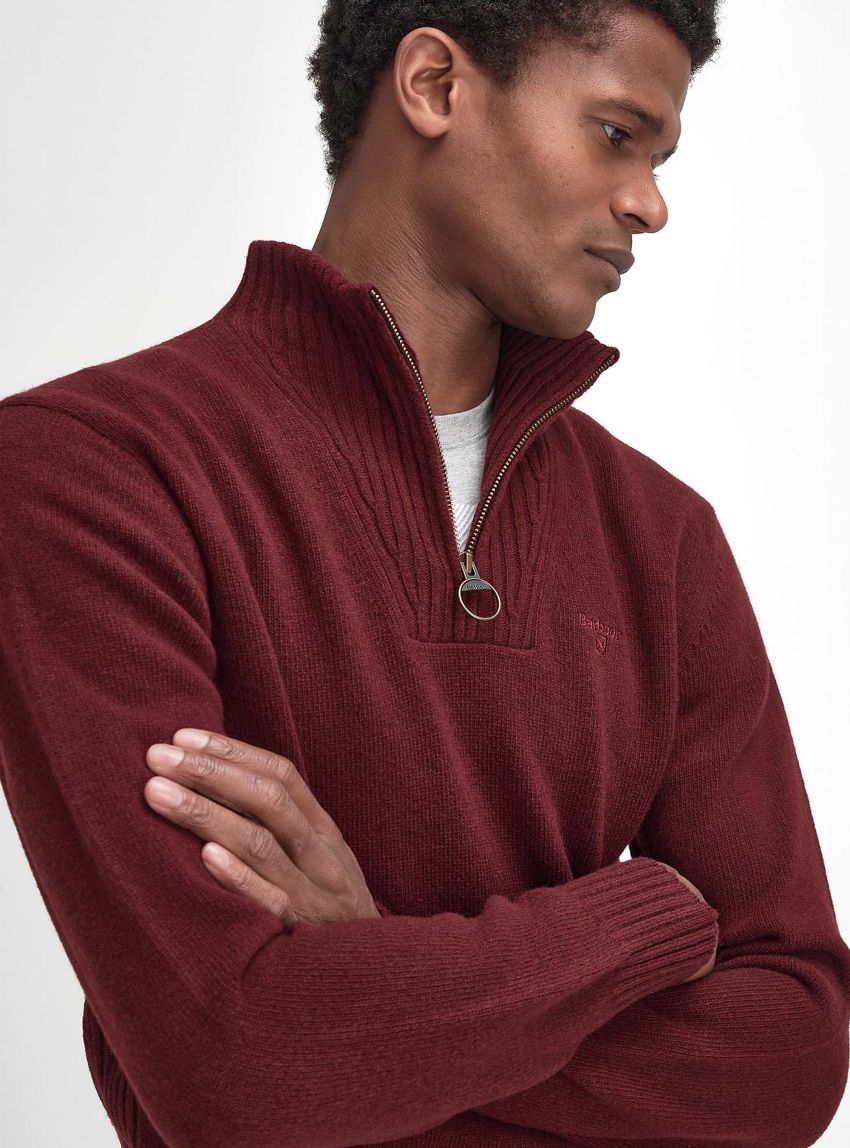 Barbour Essential Half-Zip Jumper - Bordeaux