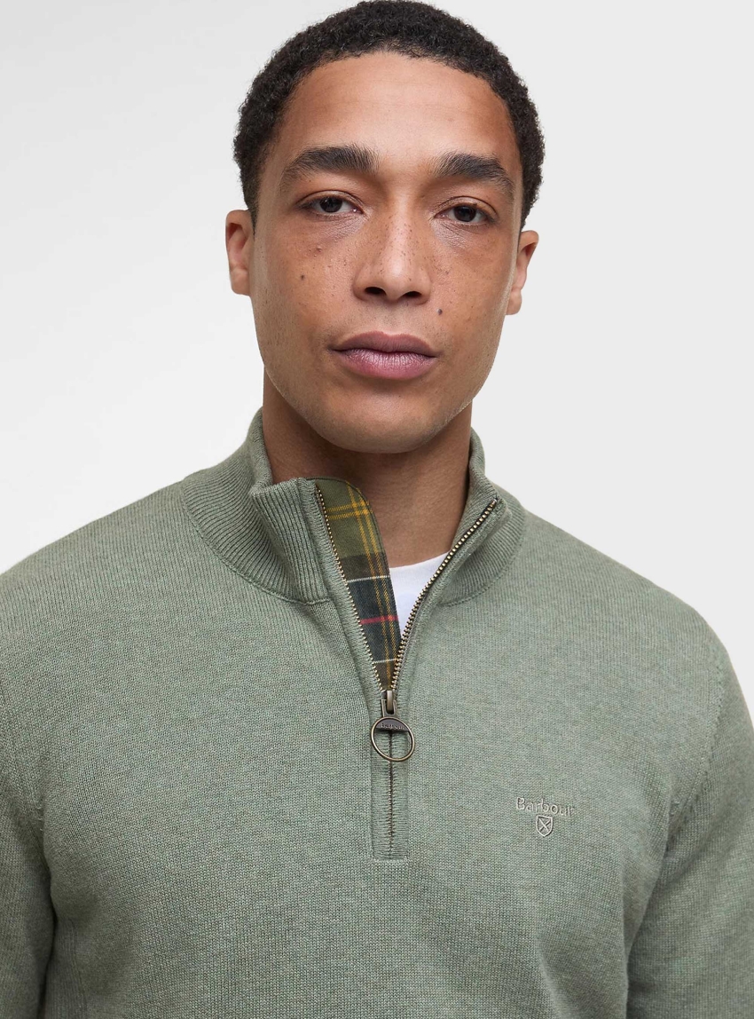 Barbour Cotton Half-Zip Jumper - Light Green